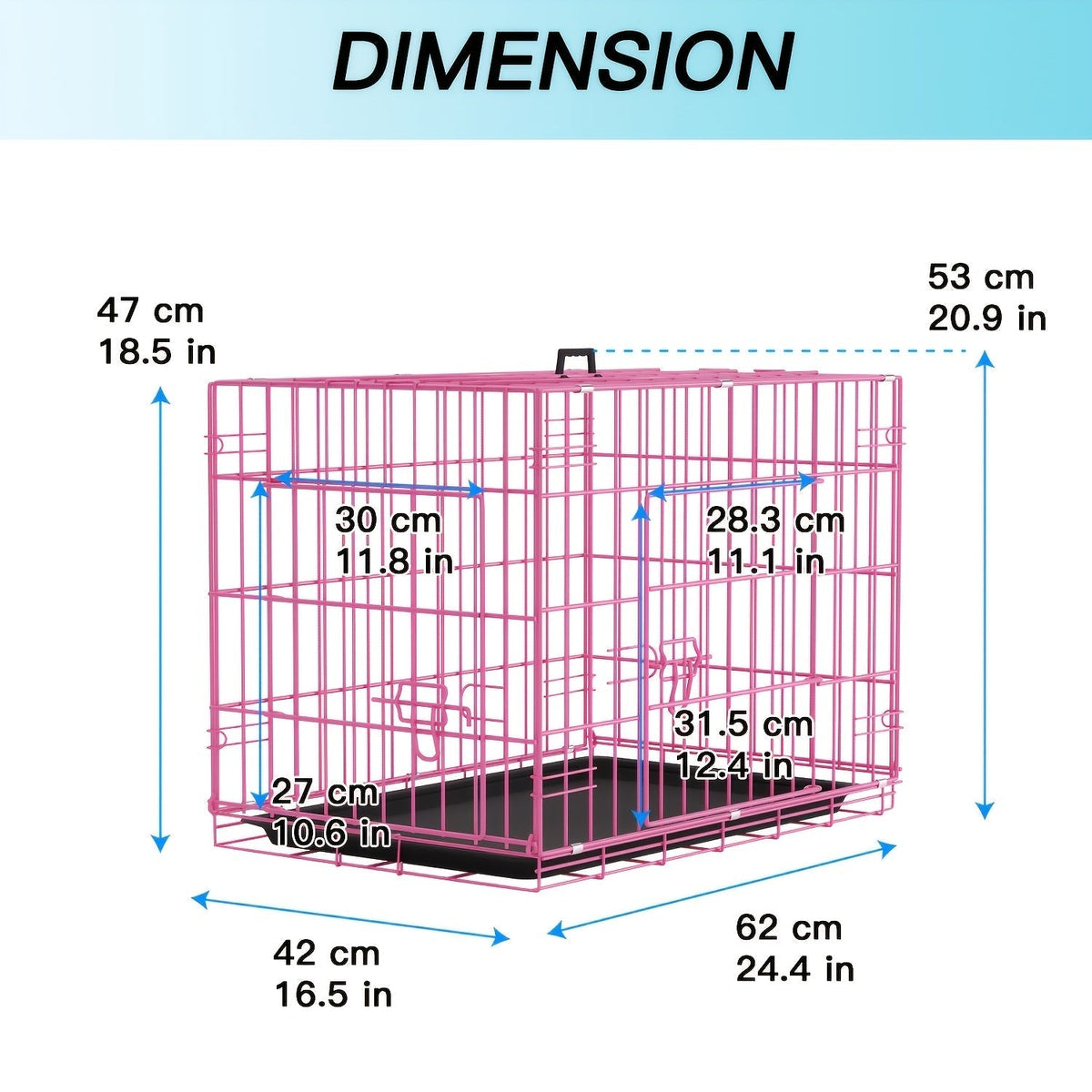 Foldable Metal Wire Dog Crate for Small Dogs & Rabbits – Adjustable Divider Panel, Leak-Proof Plastic Pan, Indoor Outdoor Pet Kennel for Chihuahuas, Toy Breeds, and Small Animals, Multiple Sizes