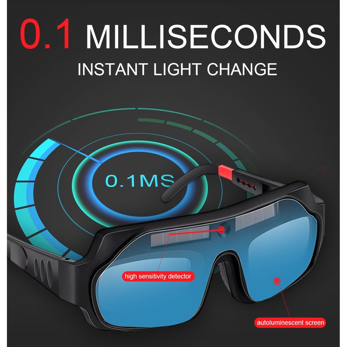 Auto-Darkening Welding Goggles, True Color Lens Anti-Glare Safety Welding Glasses for TIG MIG MMA Plasma, Lightweight Photochromic Welder Glasses with Flame-Retardant Frame & Elastic Headband