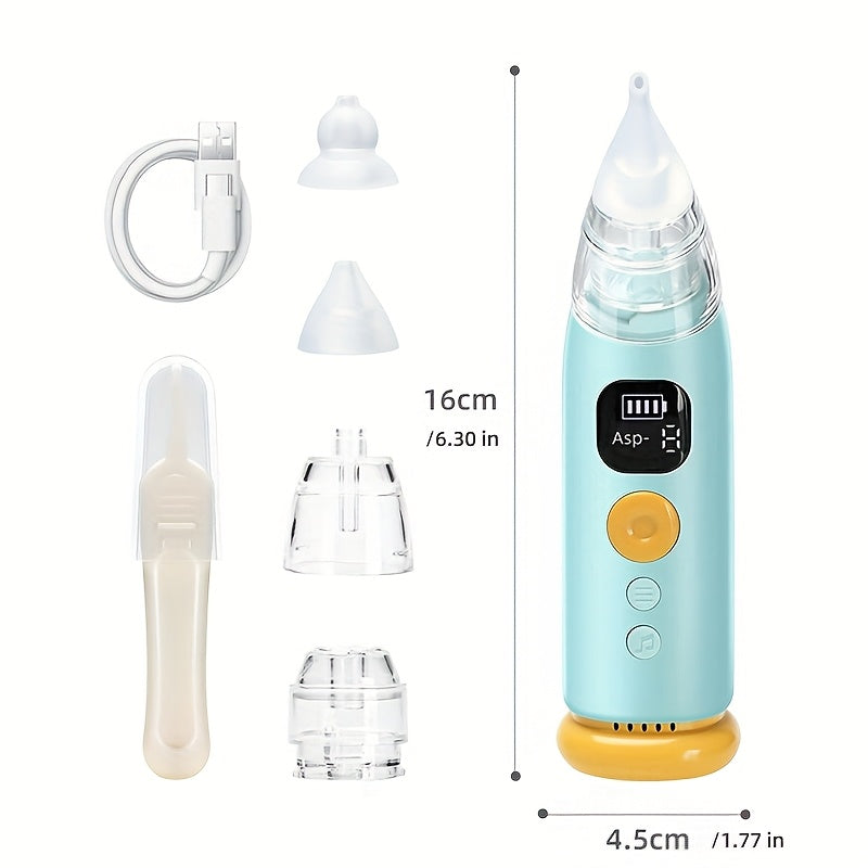 Electric Baby Nasal Aspirator with 3 Soft Silicone Tips, Adjustable Suction & Soothing Music with Light, Gentle Nose Sucker for Newborns Infants & Toddlers, Easy One-Button Operation