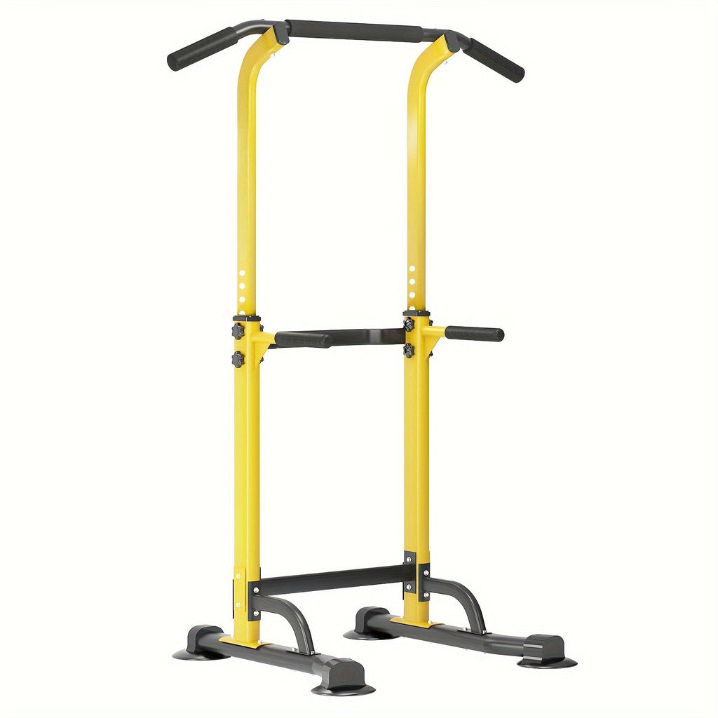 Adjustable Power Tower Dip Station Pull Up Bar for Home Gym, 10 Height Levels 65-82.7 Inches, 330LBS Capacity, 6 Exercise Positions, Full Body Strength Training, Black/Red/Yellow/Blue/Pink/Orange