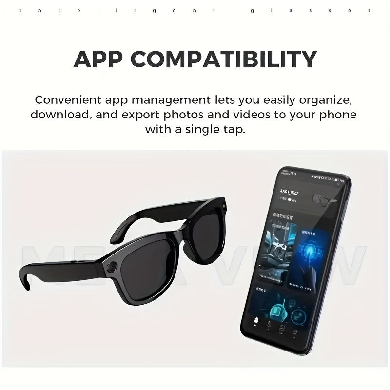 AI Smart Glasses with 8MP HD Camera, Touch Control, ChatGPT Real-Time Translation, Wireless Calling, Blue Light Protection, Dual-Mic Noise Reduction, and Photochromic Lens for Cycling, Driving, Travel, and Office Use