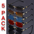 Frameless Gradient Sunglasses 5-Pack for Men & Women – Rimless UV Eyewear in 5 Colors (Gray, Red, Blue, Black & Brown), Lightweight Casual Sunglasses for Daily Wear & Parties