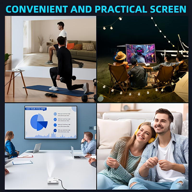 Mini Portable Projector, 4K Supported, 720P Native LCD – Home Theater & Outdoor Movie Projector, Compatible with iPhone, Android, Laptop, USB, HDMI for Gaming, Movies, and Presentations