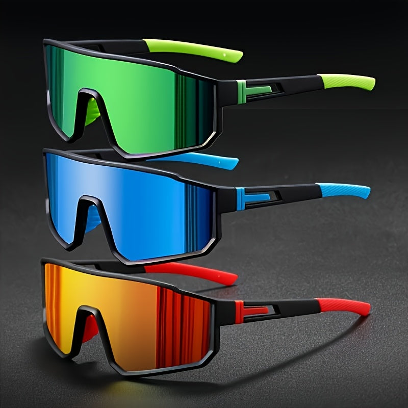 Mirrored Sports Sunglasses Set (3-4 pcs) for Men and Women – Durable PC Polycarbonate Lens and Frame, Fashionable Unisex Outdoor Eyewear for Cycling, Driving, Festivals, and Daily Wear, Includes Cleaning Cloth