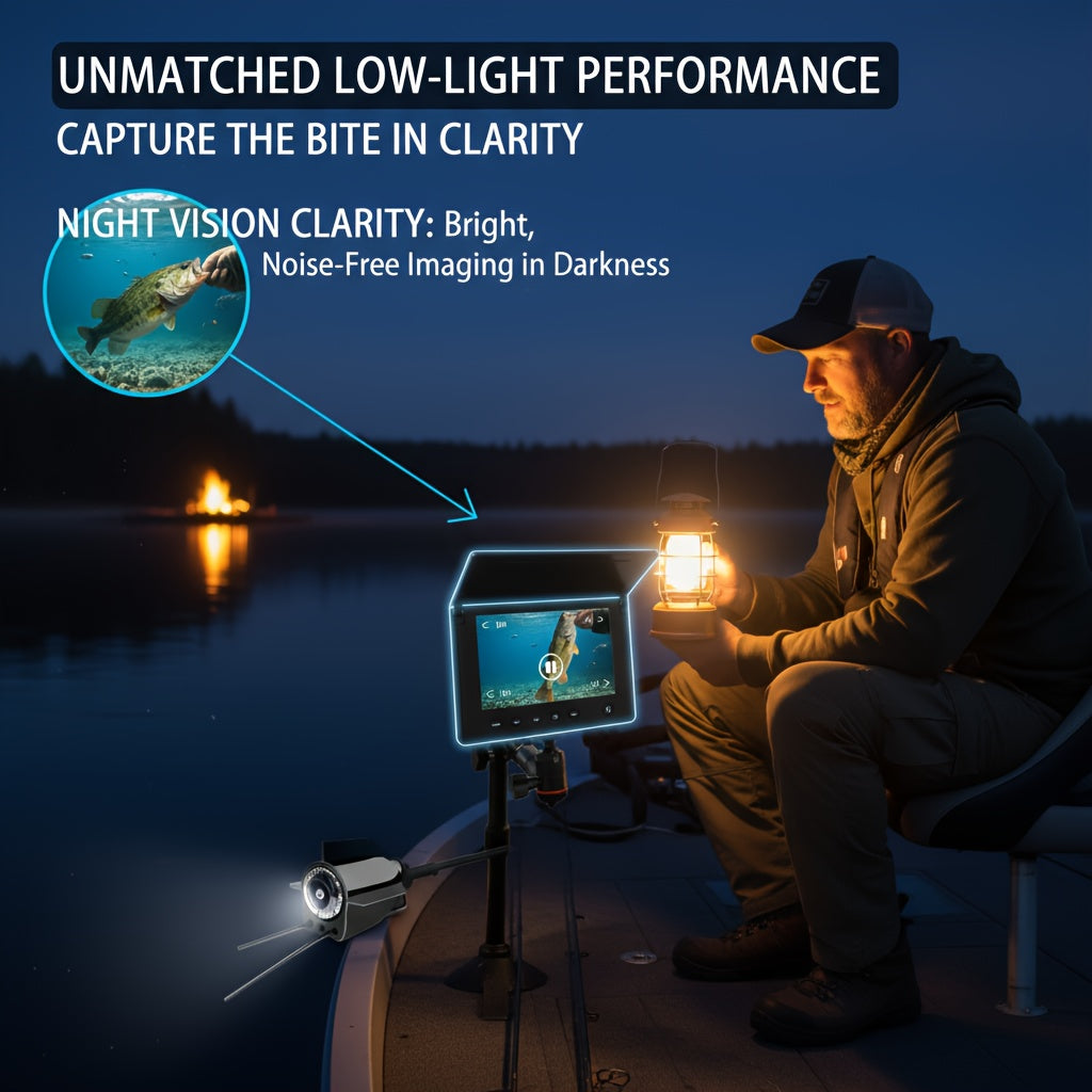 Fish Finder with HD Underwater Camera, 4.3-Inch Screen, 140-Degree Wide-Angle Lens, Fish-Attracting Light, Portable Fishing Viewing Set for Ice, Lake, and River Fishing
