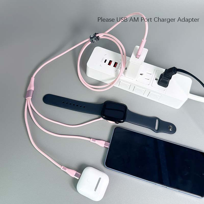 3 in 1 Charging Cable with iWatch Magnetic Charger – Nylon Braided USB-A to Lightning & Type-C Fast Charging Cable, 47 Inch, Compatible with iPhone, Apple Watch Series 1-10 & Android Phones