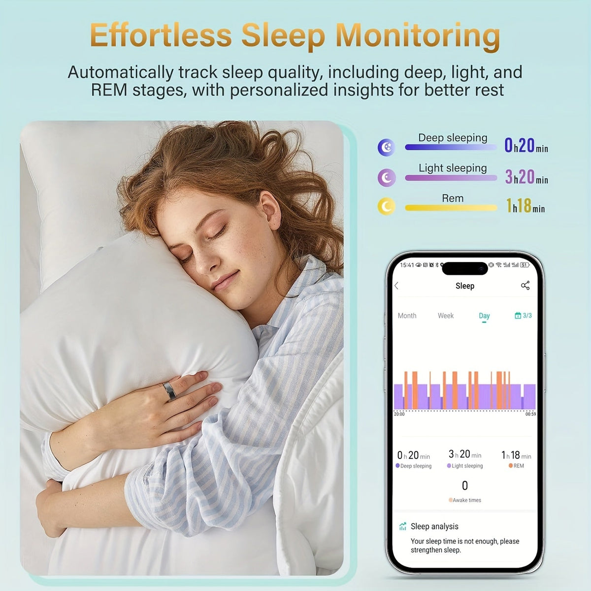 Smart Ring Sleep Tracker, Heart Rate Monitor, Fitness Wearable, Titanium Alloy Body, Bluetooth 5.3, Step Counter, Pedometer, Distance Tracking, Magnetic Charging, Compatible with iPhone & Android – Black, Rose Gold, Silver