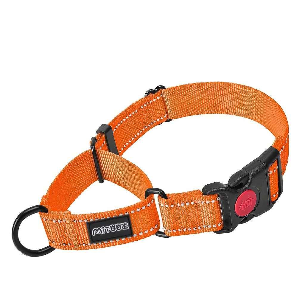 Reflective Dog Collar with Safety Locking Buckle - 1 Inch Wide, Adjustable for Small, Medium, and Large Dogs, Night Visibility Training Collar