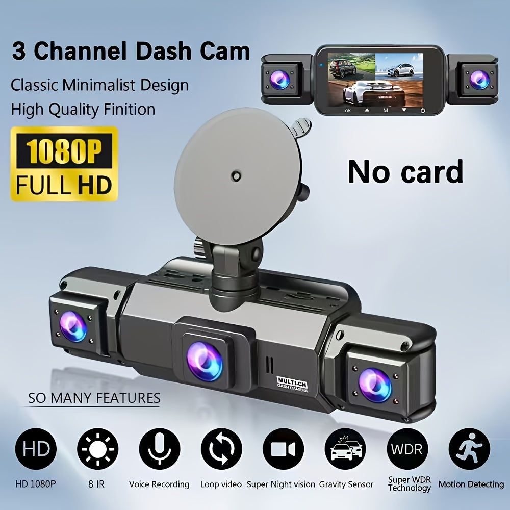 360° Dash Cam 3/4 Channel 1080P HD with Night Vision, WDR, G-Sensor, Loop Recording, 24/7 Parking Monitor, and WiFi; Multi-Lens Car Camera System for Full Coverage and Zero Blind Spots