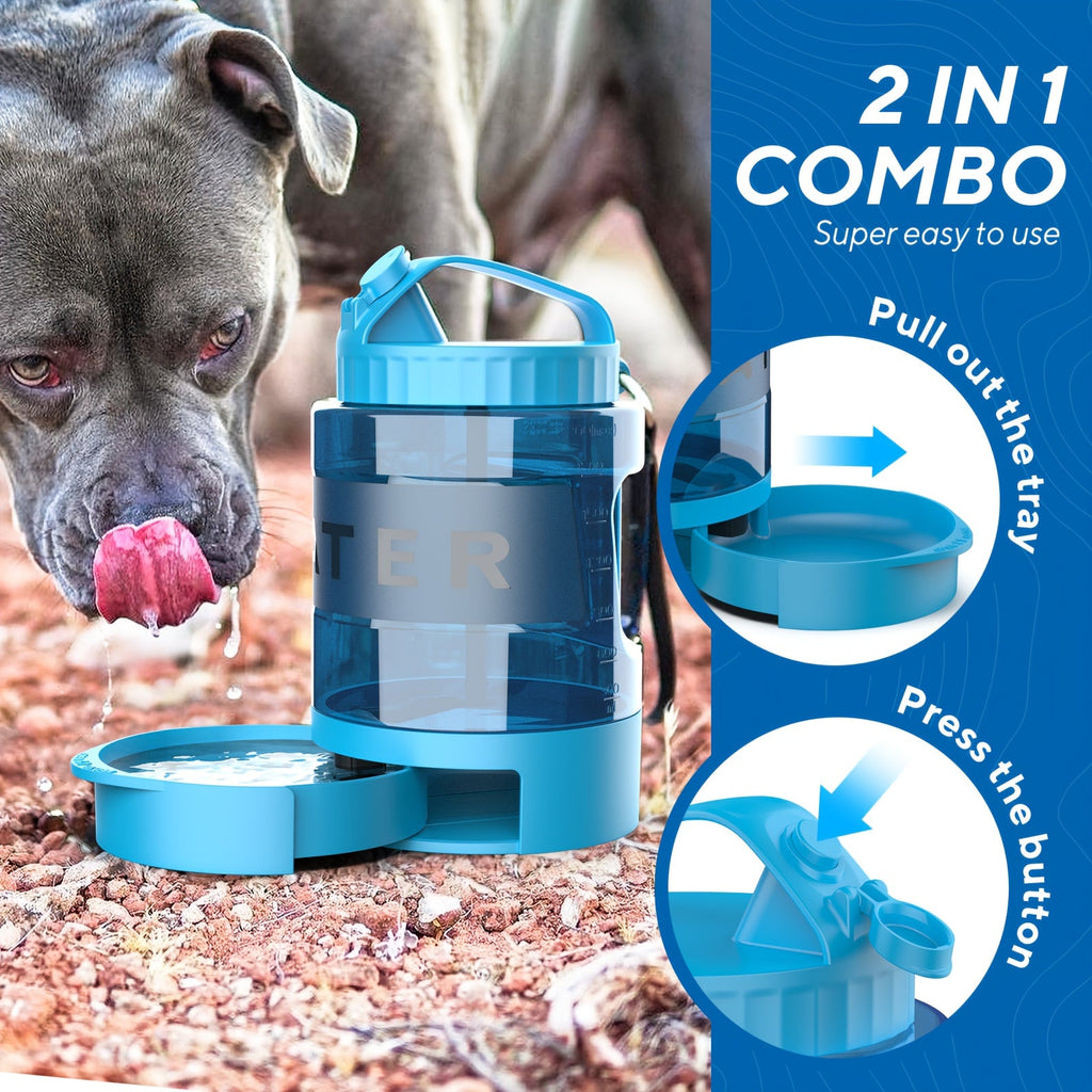 Dog Travel Water Bottle 74oz Large Capacity - Portable Pet Water Bottle with Detachable Drinking Bowl, Leak-Proof Design for Hiking, Camping, and Dog Parks, Suitable for Large, Medium, and Small Dogs for Outdoor Adventures