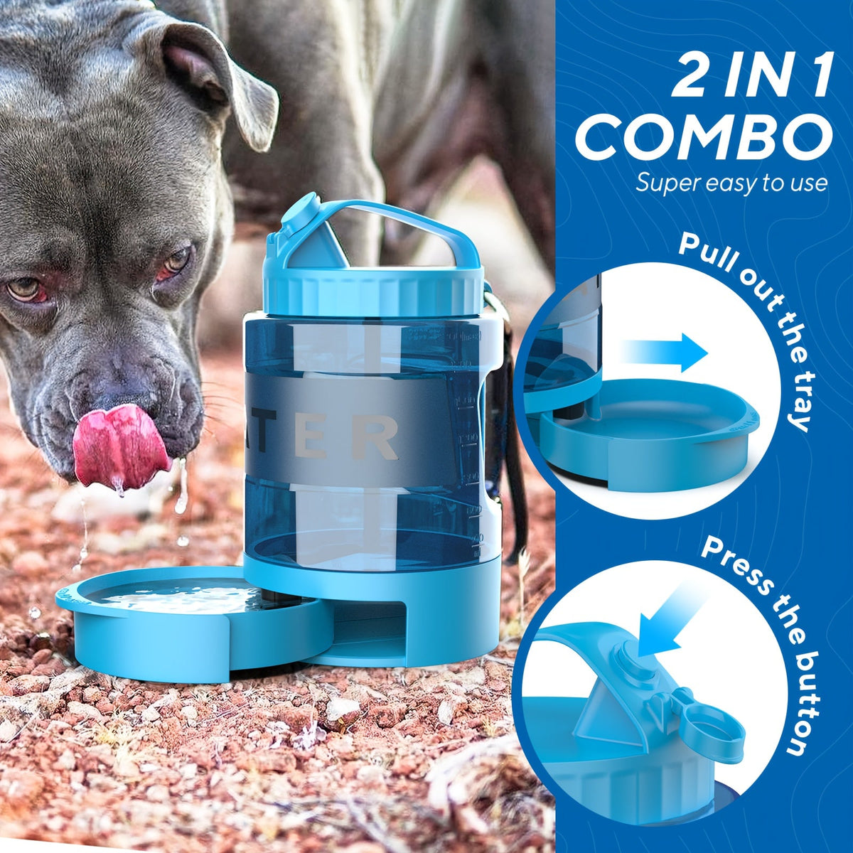 Dog Travel Water Bottle 74oz Large Capacity - Portable Pet Water Bottle with Detachable Drinking Bowl, Leak-Proof Design for Hiking, Camping, and Dog Parks, Suitable for Large, Medium, and Small Dogs for Outdoor Adventures