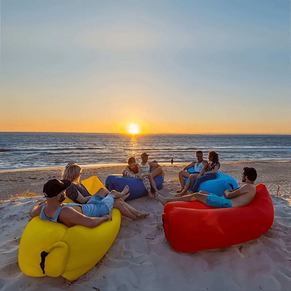 Foldable Inflatable Sofa Lounge Chair, Portable Lazy Air Sofa for Camping, Beach, Music Festivals, Outdoor Gatherings, Quick Inflation, for Adults, Purple, Blue, Green, Black, Red, Yellow, Orange