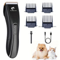Professional Pet Grooming Clipper, USB Rechargeable Cordless Low-Noise Electric Dog and Cat Hair Trimmer for All Breeds, Home and Salon Use, Black/Blue