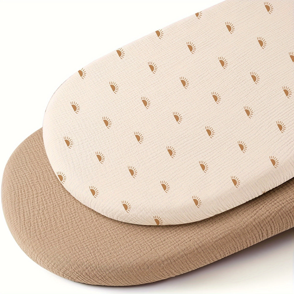 2-Pack Muslin Fitted Bassinet Sheets, Soft Breathable Baby Bassinet & Cradle Sheets for Baby Girl & Boy, Floral Pink, Chestnut Posy, Camel Sun & Brown Cream
