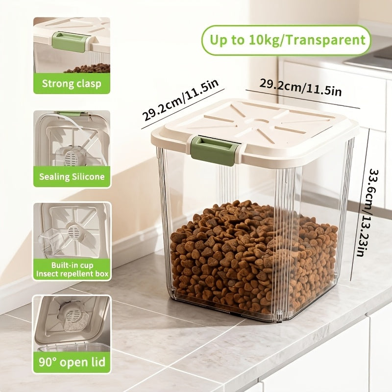 Airtight Pet Food Storage Container with Wheels, Locking Lid, Built-in Scoop, Moisture-Proof Dog and Cat Food Bin for Kitchen Pantry, 11/22/38/55 lbs Dry Food Storage