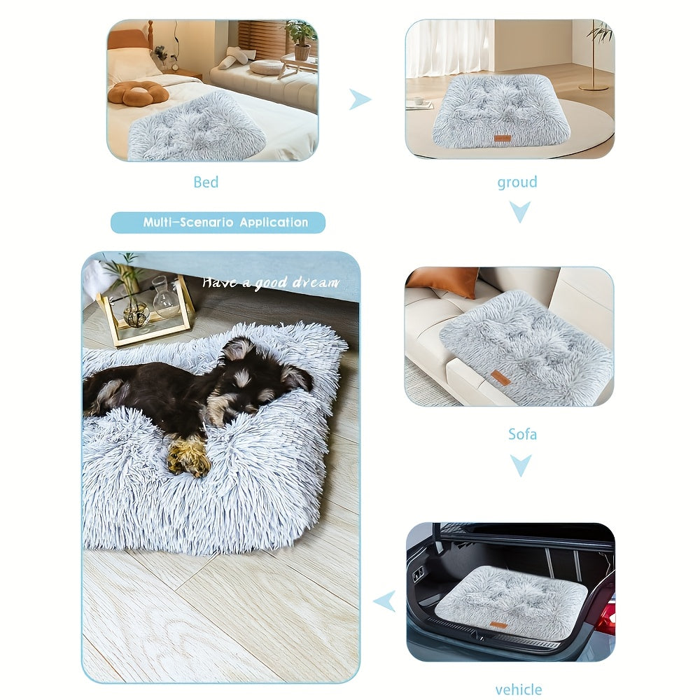 超大号毛绒狗窝及猫垫——加厚保暖聚酯纤维宠物坐垫，配可拆洗外套，适用于所有品种犬猫的舒适安抚宠物家具，耐用宠物寝具