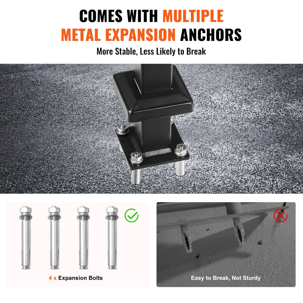 Outdoor Stair Handrail 40.5", 1-3 Steps, Carbon Steel, 250 lbs Load, Sandblasted Anti-Slip Grip, Metal Expansion Tube Wall Mount, Rust-Resistant, for Stairs Garage Garden Hallway