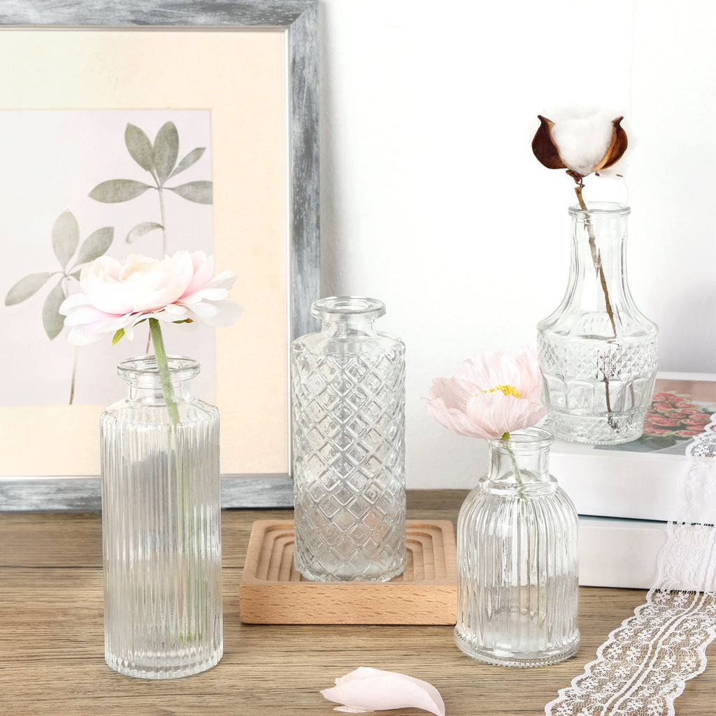 54 Pcs Glass Bud Vases Bulk Small Flower Vases for Centerpieces Rustic Wedding Home Table Decor & Aromatherapy Bottles Halloween & Christmas – Transparent