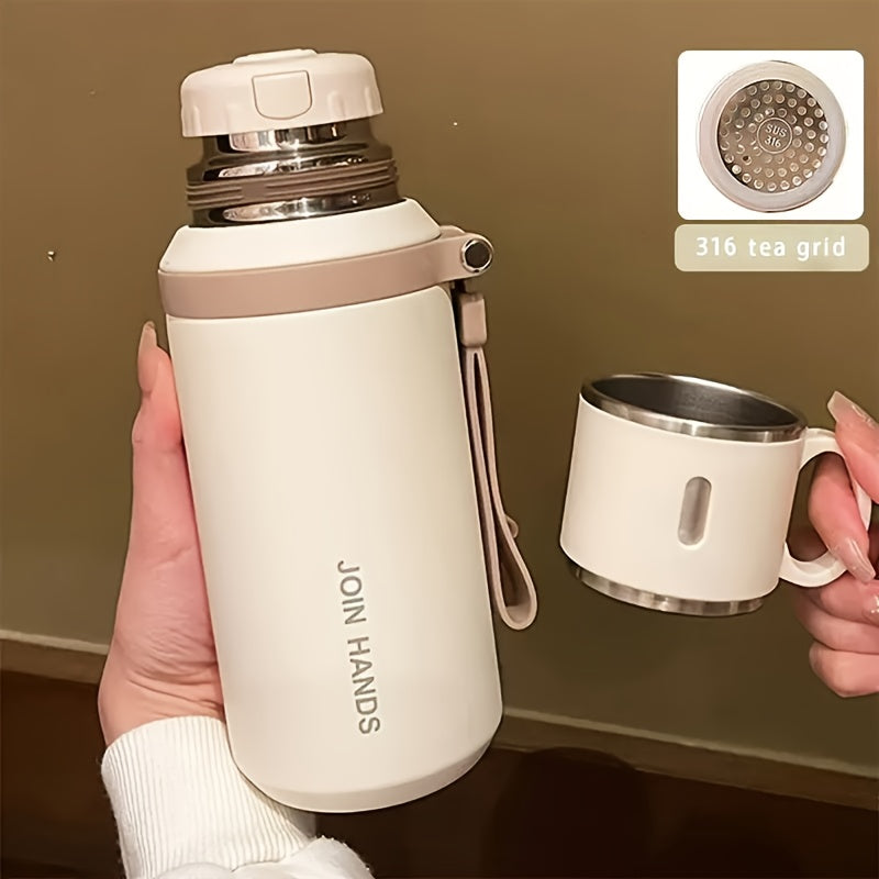 600ml (20oz) Stainless Steel Tumbler, Double-Wall Vacuum Insulated, Leak-Proof Lid with Handle, Cleaning Brush Included, for Hot/Cold Drinks, Travel, Office, Gym, Outdoor Water Bottle