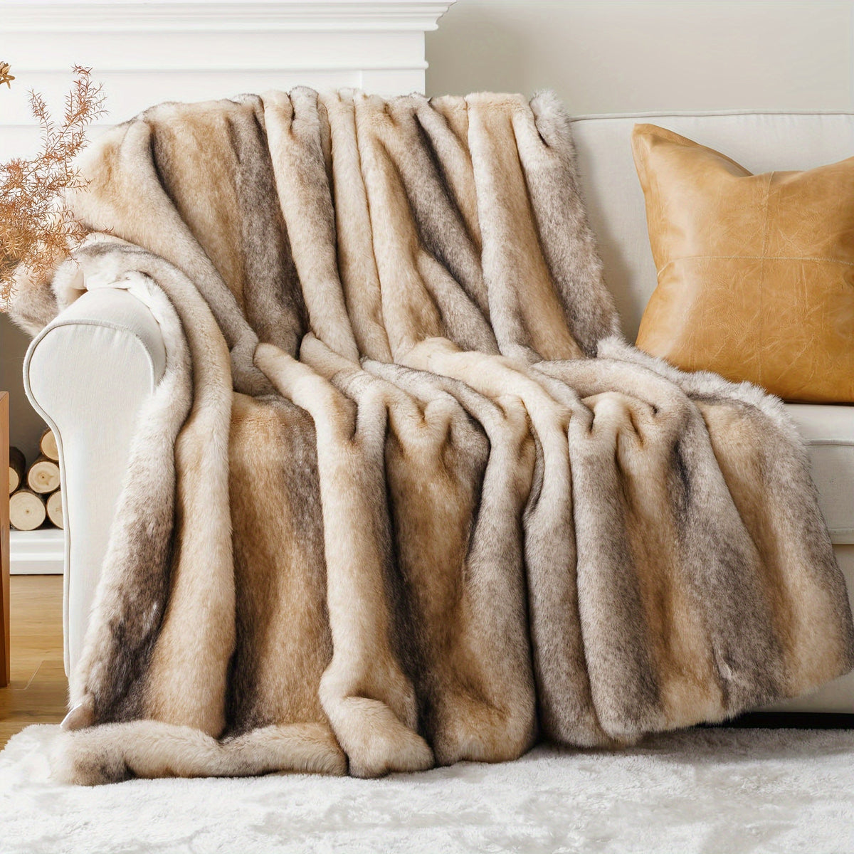 Luxury Shaggy Faux Fur Throw Blanket – Super Soft Fluffy Reversible Plush Velvet Warm Throw for Bed & Sofa in 6 Colors 2 Sizes (50"x60" & 60"x80")