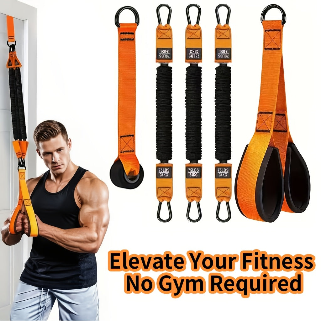 5-Piece Heavy-Duty Resistance Bands Set Up to 225lbs – Includes 3 Resistance Bands, Handles & Door Anchor for Home Gym Deltoid Press, Face Pull, Bicep Curl Workout, Great Fitness Gift