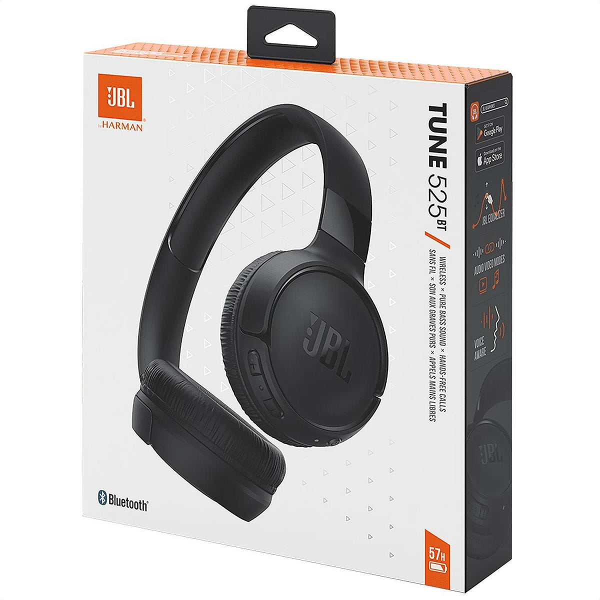 JBL Tune 525BT Wireless Bluetooth Earphones – Pure Bass Neckband In-Ear Headphones with Mic 57-Hour Battery & Speed Charge in Black
