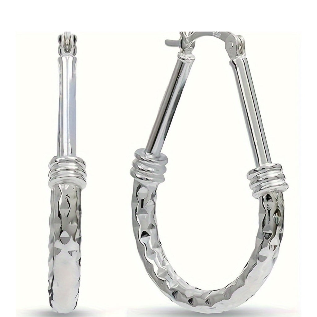 S925 Sterling Silver Hoop Earrings, Italian Classic Design, Elegant Luxury, Daily Wear, Engagement Wedding Gift for Wife/Girlfriend