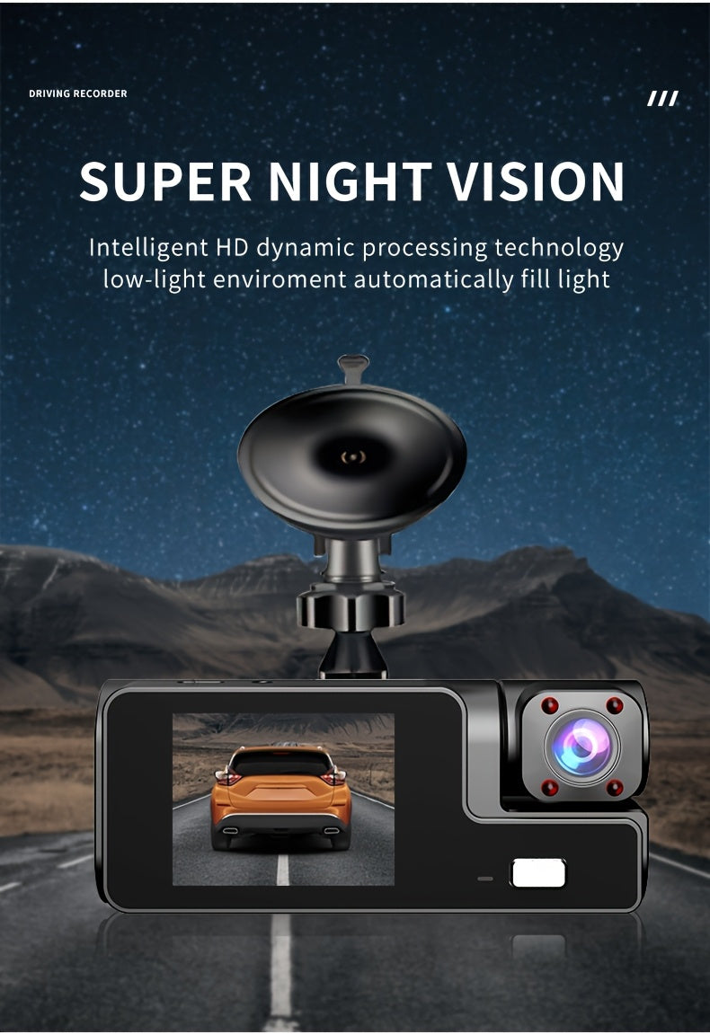 3-Channel Dash Cam, 4K Front + 4K Interior + 1080P Rear, includes Free 32GB Card, Night Vision, G-Sensor, Wide Angle, Real-Time Recording & Parking Monitor – Velora