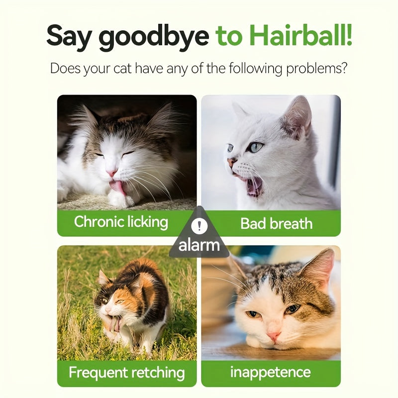 Freeze-Dried Cat Grass Hairball Control Tablets – Natural Mint Molar Sticks & Granules, Chicken-Flavored Cat Snacks for Dental Health & Hairball Removal