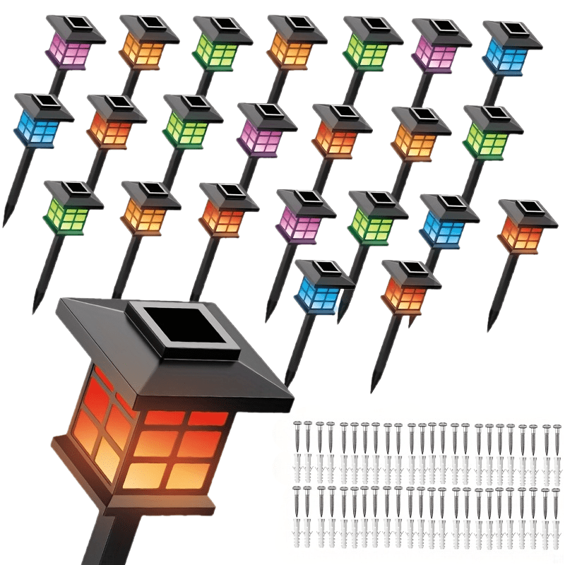 Solar Outdoor Garden Lights 6/12/24 Pack IP44 Waterproof | Warm White & Colorful LED Landscape Pathway Lights for Yard, Courtyard, Patio, Holiday Decoration – Auto On/Off