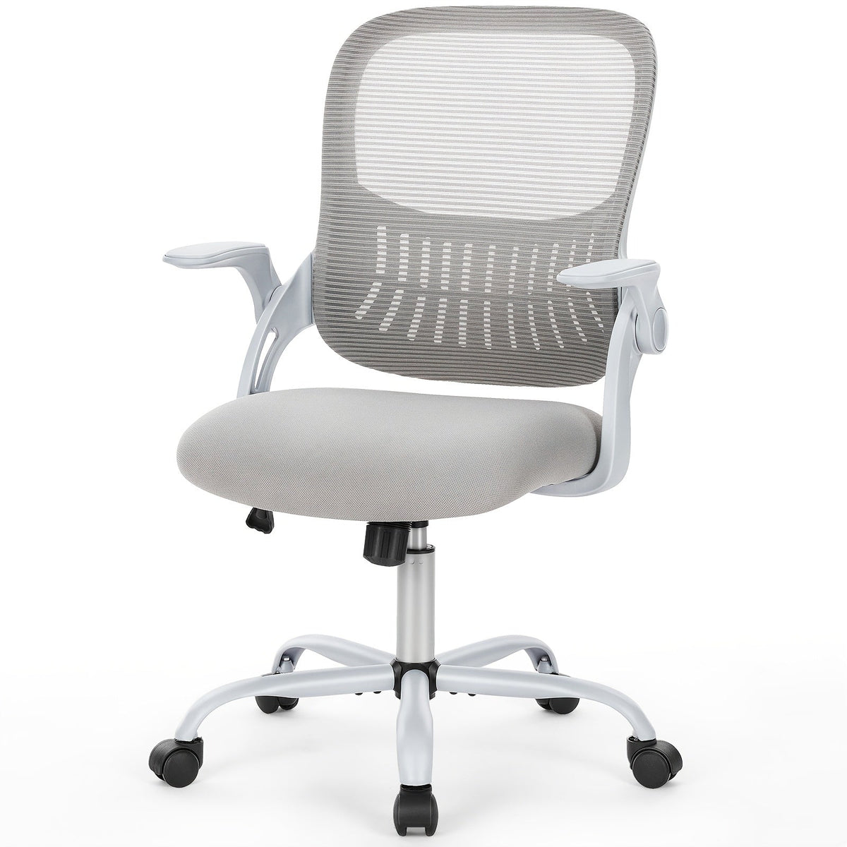 Ergonomic High-Back Mesh Office Chair with Flip-Up Arms, Adjustable Headrest, Lumbar Support & Wheels - Rolling Computer Desk Chair for Home Office, Bedroom, Study (Pink, Grey, Black)