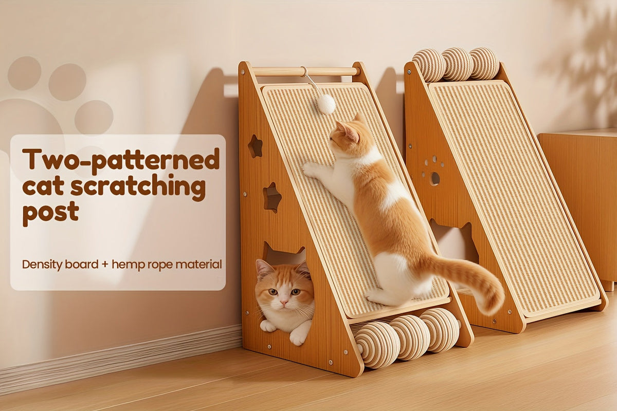 27-Inch Sisal Cat Scratching Board – Multi-Functional Wear-Resistant Cat Claw Pad Furniture Protector with 3 Teaser Balls, Easy to Install, Indoor Cat Scratching Pad