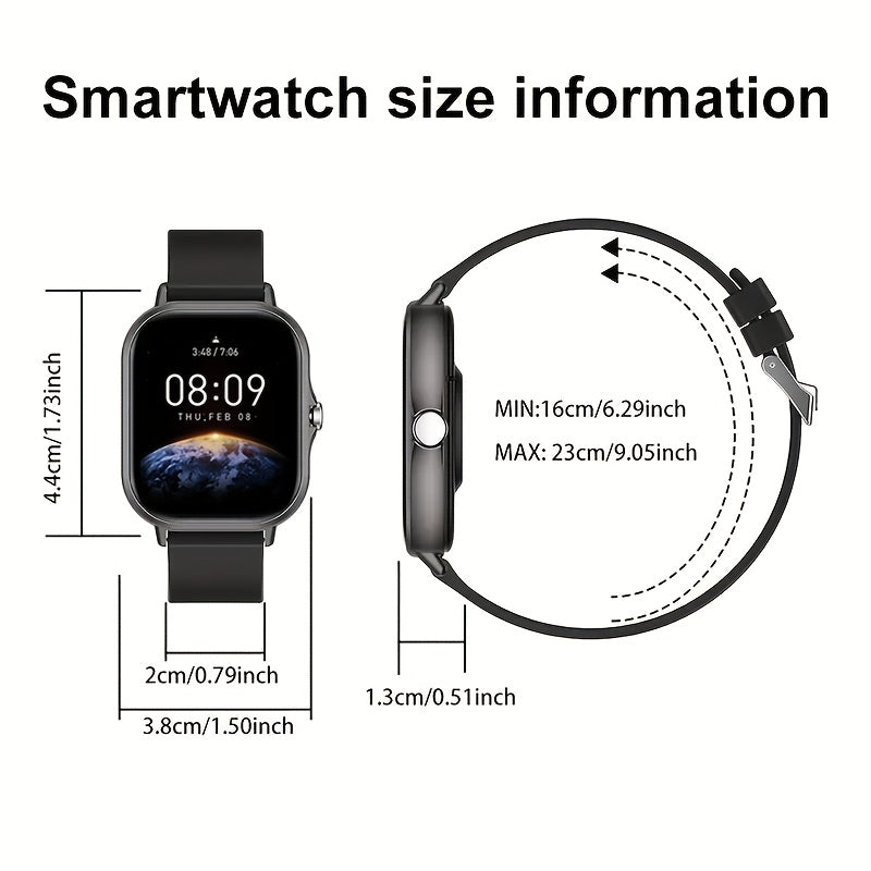 2026 Unisex Smartwatch with Wireless Calling, Dialing, Multiple Sports Modes, Heart Rate Monitoring, Message Notifications, Multi-App Alerts, Fitness Tracker for Men and Women, Compatible with iPhone and Android