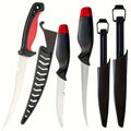 3-Piece Fishing Knife Set with Stainless Steel Blades, Fish Fillet, Boning, and Gutting Knives with Cut-Resistant Gloves, Fishing Line Cutter & Cord – Unique Fishing Gift for Anglers & Campers