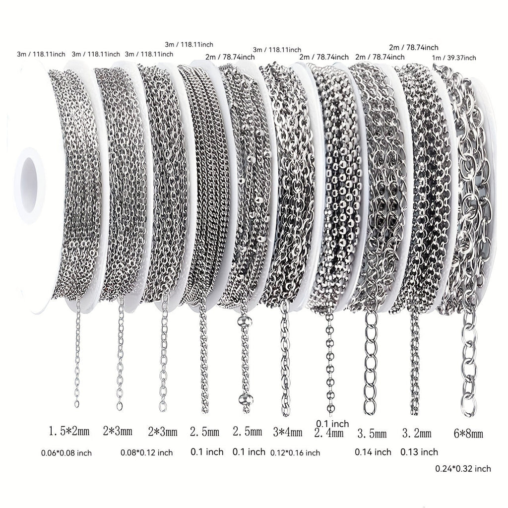 304 Stainless Steel Chain Jewelry Making Kit 10 or 15 Rolls 74-75 Feet with Lobster Clasp and Toggle Clasp Set for DIY Bracelets, Necklaces, Anklets, and Handmade Jewelry Supplies (Gold, Rose Gold)