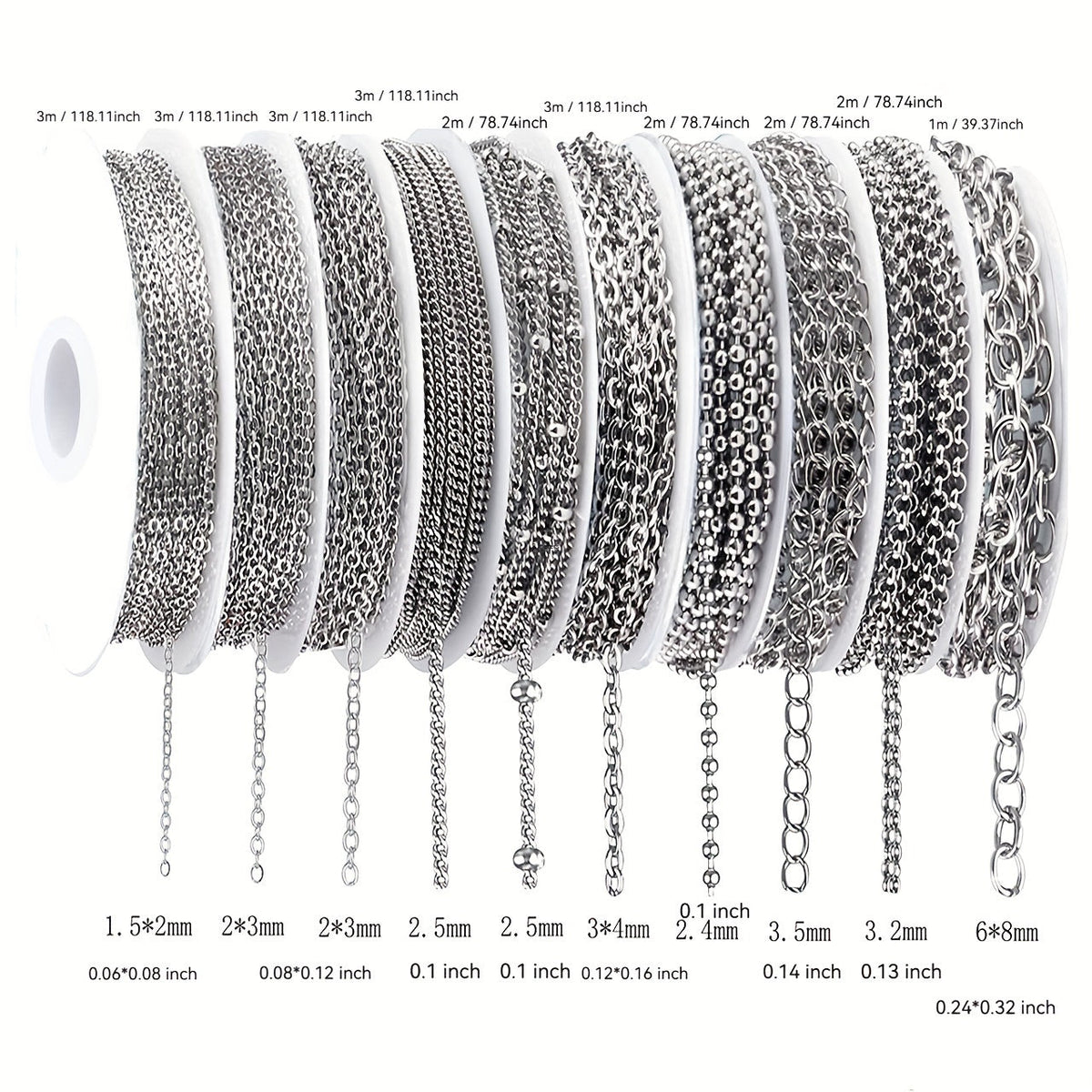 304 Stainless Steel Chain Jewelry Making Kit 10 or 15 Rolls 74-75 Feet with Lobster Clasp and Toggle Clasp Set for DIY Bracelets, Necklaces, Anklets, and Handmade Jewelry Supplies (Gold, Rose Gold)