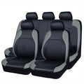 PU Leather Car Seat Covers, Universal Fit, Waterproof, Quilted, All-Season, with Sponge Padding, for Cars, SUVs, Trucks, Gray/Black/Red/Blue, Single or 12-Piece Set