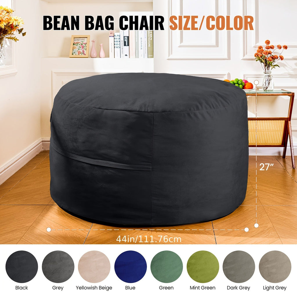 4ft Giant Memory Foam Bean Bag Chair for Adults Ultra Soft Lazy Sofa for Living Room & Bedroom – Grey Cream Blue Light Grey