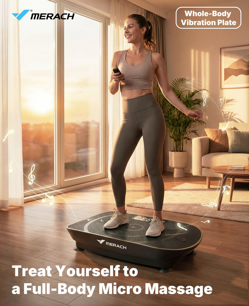 MERACH CV30 Pro Vibration Plate Exercise Machine, Auto-Sensing Full Body Workout Platform with Bluetooth Speaker, Resistance Bands, 10 Speed Levels, LED Display, 330-440 lbs Capacity – Home Gym Fitness