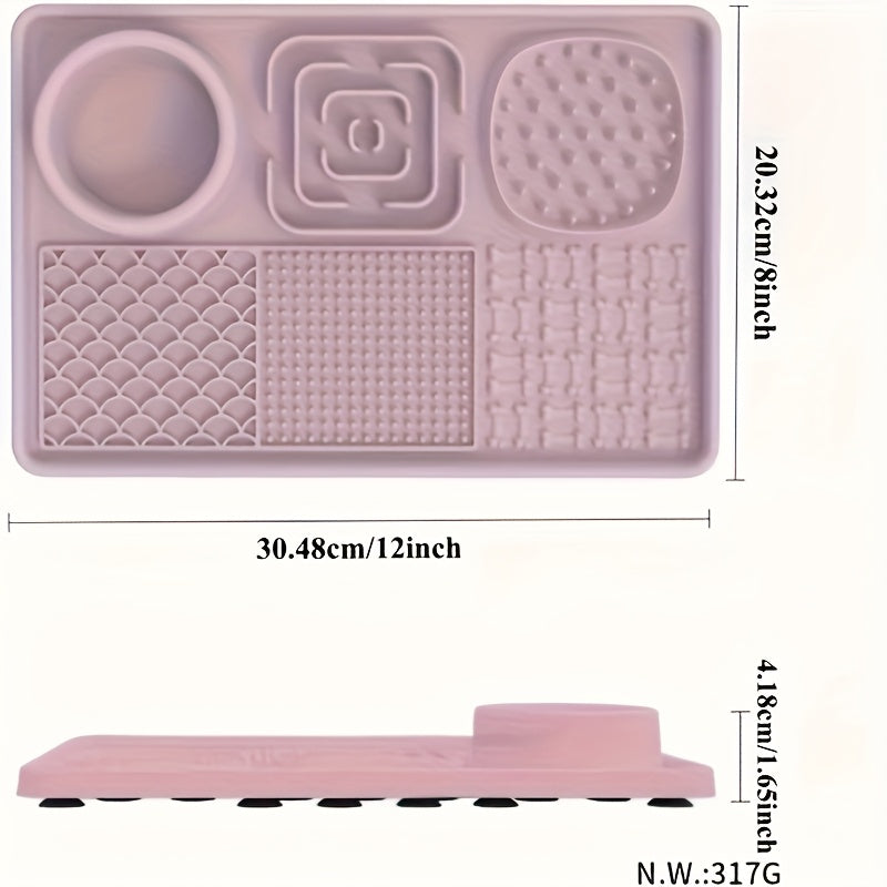 6-in-1 Pet Slow Feeder Lick Mat with Powerful Suction Cup, Multifunctional Anxiety Relief Lick Pad for Dogs and Cats, Promotes Healthy Eating, Grooming & Bath Aid