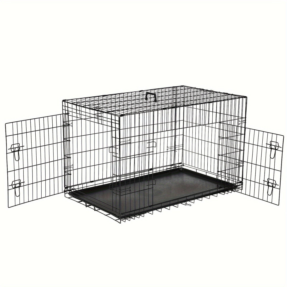 Foldable Double-Door Metal Wire Dog Crate with Divider Panel and Leak-Proof Tray, Indoor/Outdoor Travel Pet Kennel for Small, Medium, Large, and XL Dogs, 4 Sizes Available
