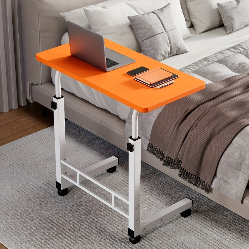 3-Tier Rolling Folding Desk with Wheels, Height-Adjustable and Expandable Desktop, Storage Shelf for Laptop, Study, Home Office, Bedroom, Living Room Computer Table