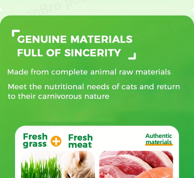 Freeze-Dried Cat Grass Hairball Control Tablets – Natural Mint Molar Sticks & Granules, Chicken-Flavored Cat Snacks for Dental Health & Hairball Removal
