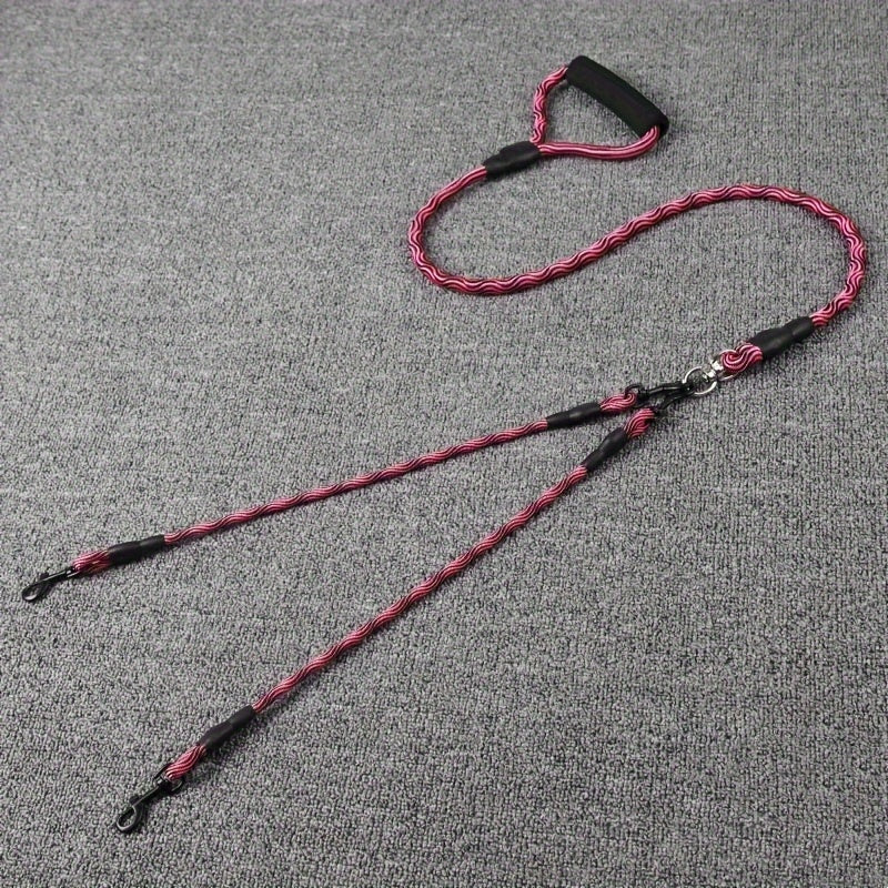 Dual Dog Leash with Wave Pattern – Detachable Tangle-Free Nylon Coupler Lead for Walking Two Dogs – No-Tangle Double Dog Leash for Small Medium Large Breeds Outdoor Walking & Training