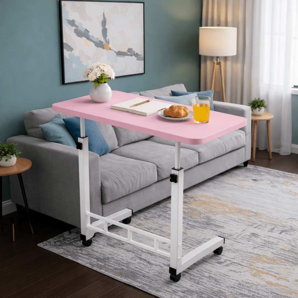 Height Adjustable Mobile Laptop Table with Wheels, Rolling Bedside Computer Desk for Bed and Sofa, Side Table for Bedroom, Dorm Room, and Small Spaces, Available in 8 Colors