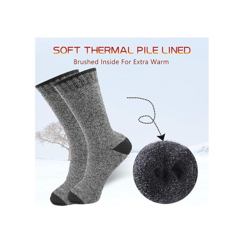 6 Pairs Men's Thermal Crew Socks – Thick Insulated Cold Weather Socks for Hiking, Skiing, Camping, and Outdoor Sports, Acrylic Winter Boot Socks