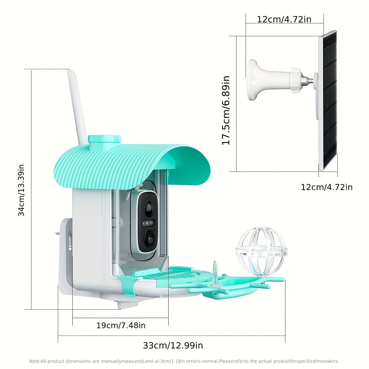 AI Smart Bird Feeder with Camera, Solar Powered – 4MP 2K HD, Bird Species Identification, Motion Detection, Squirrel-Proof, IP66 Weatherproof, App Remote Monitoring, Gift for Bird Lovers