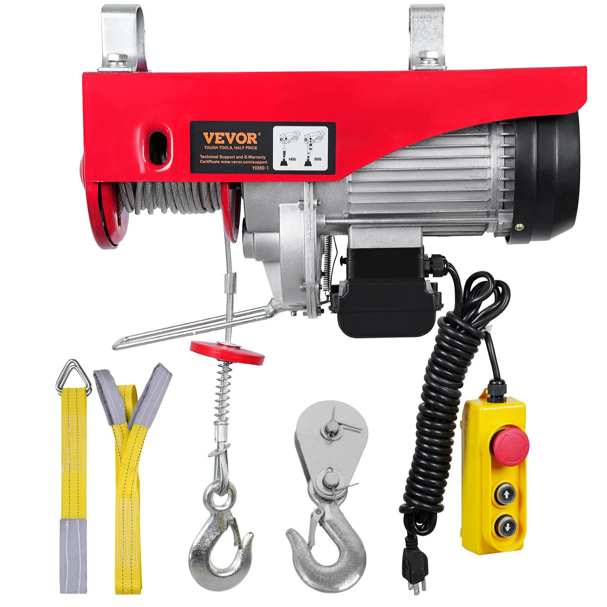 VEVOR Electric Hoist 440 / 880 / 1320 / 2200 lbs 120V Ceiling Mount 20–40 ft Lifting Height with Wired or Wireless Remote Control for Garage Attic Warehouse & Factory