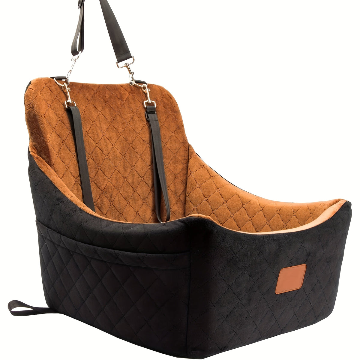 Dog Car Seat for Medium to Large Dogs – Washable Memory Foam Pet Travel Car Bed with Seat Belt Pass-Through, Adjustable Straps & 3-Point Installation, Gray, Black, Brown, All Black, Black-Gray