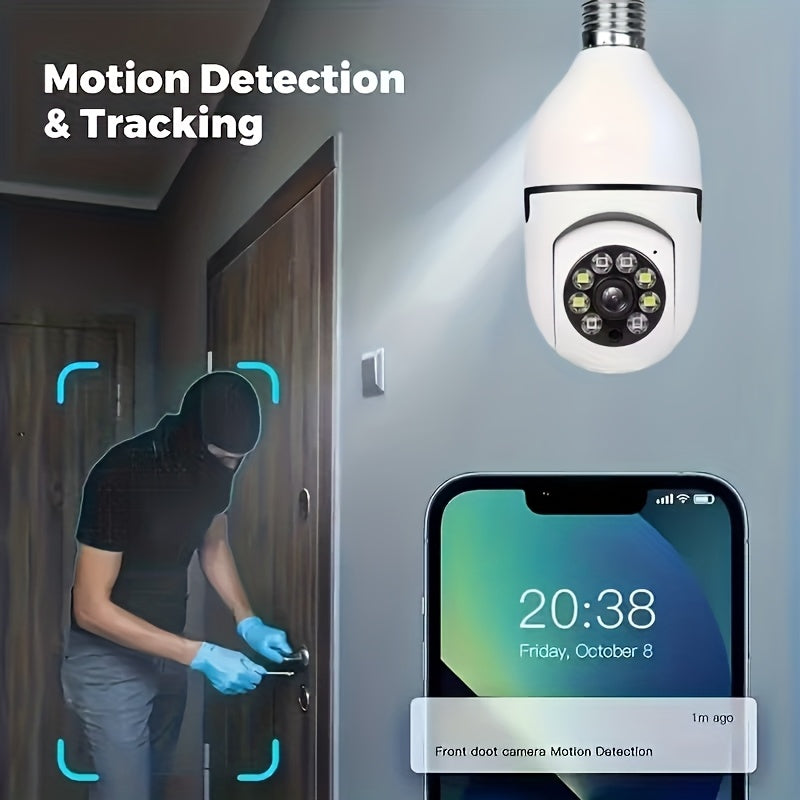 2-Pack 4MP Bulb Security Camera, Wireless 360° Panoramic HD, 5GHz/2.4GHz WiFi, Night Vision, Two-Way Audio, App Control, Indoor Home/Garage/Pet Monitoring Camera